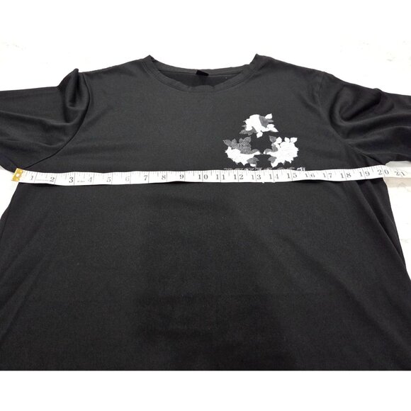 Shein Mens Black Graphic Tee with White Floral Design & Text Print Size S - Picture 7 of 8